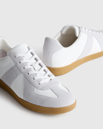 Italian Leather & Suede Lifestyle Trainer - 7 / White