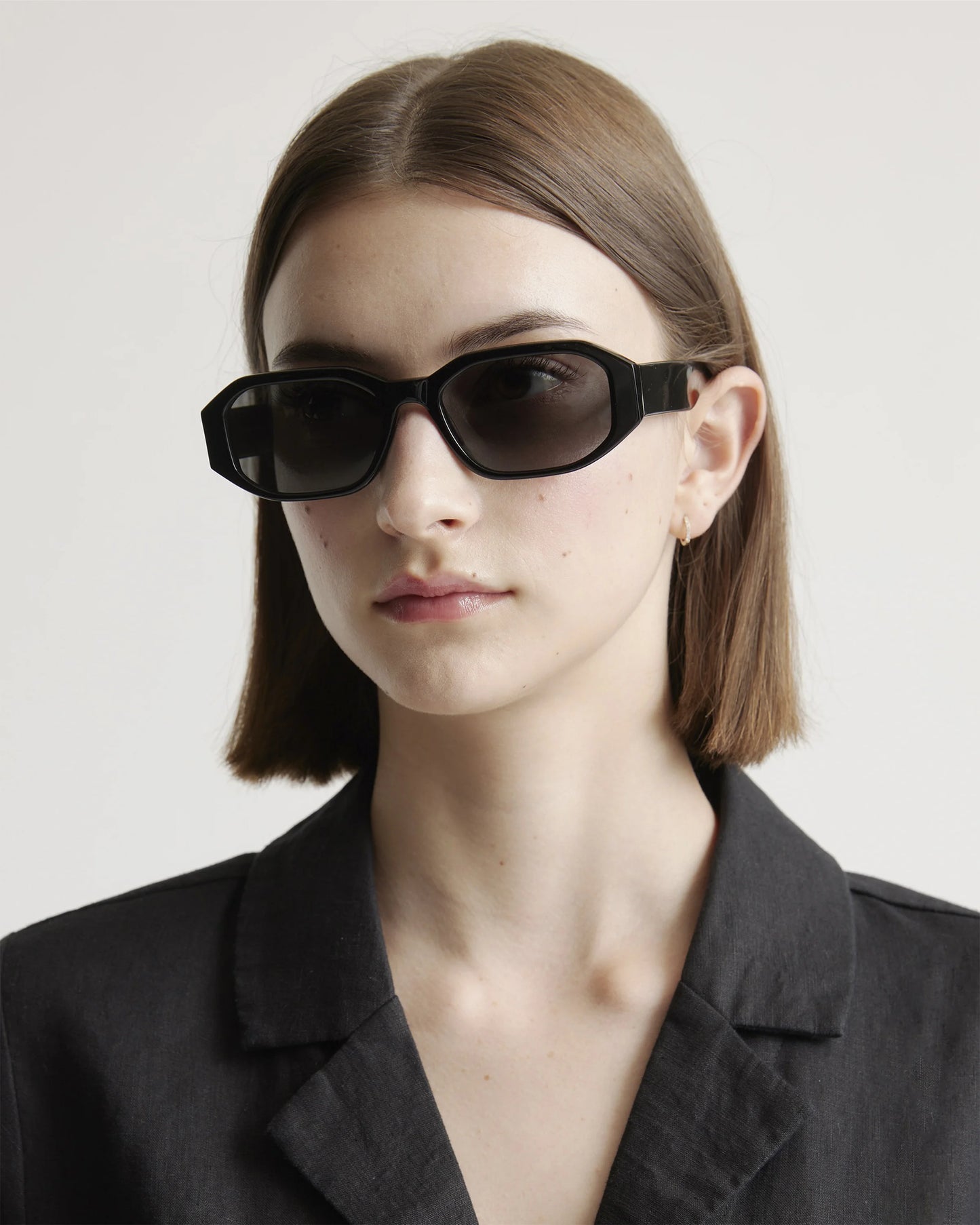 Cora Polarized Acetate Sunglasses - Wide / Black with Grey lens