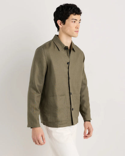 100% European Linen Chore Jacket - S / Flax