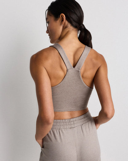 Ultra-Soft V-Neck Cropped Tank - XS / Heather Navy