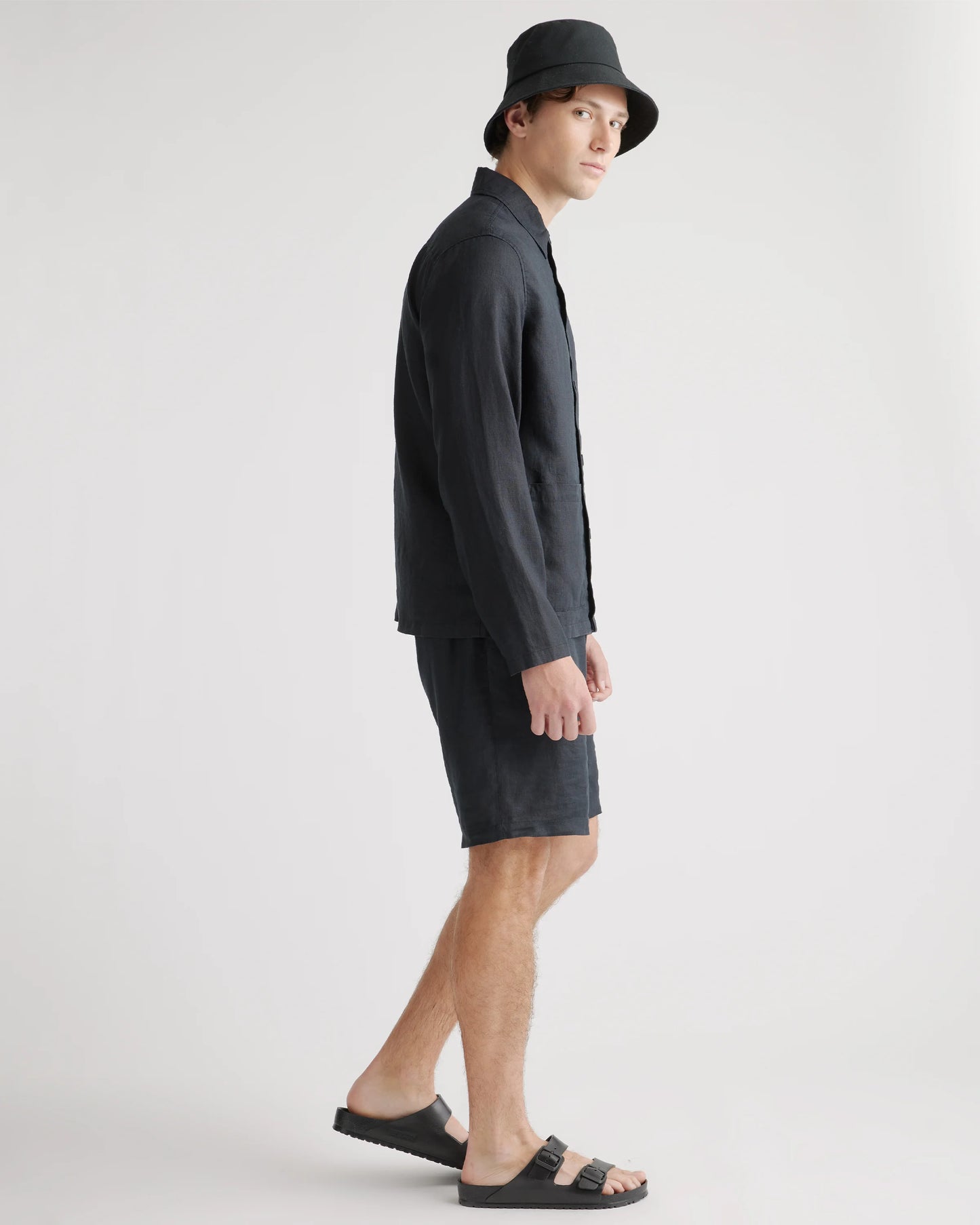 100% European Linen Chore Jacket - S / Flax