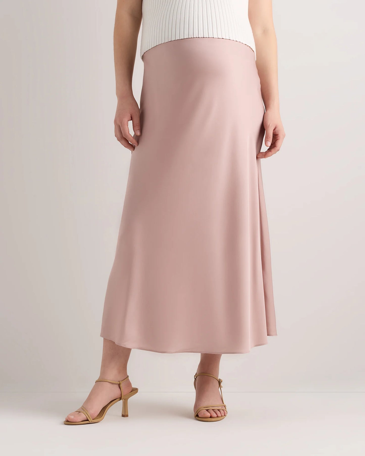 Washable Stretch Silk Maternity Skirt - XS / Vintage Pink