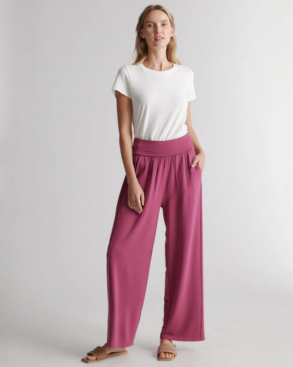French Terry Modal Wide Leg Pants - XS / Rose