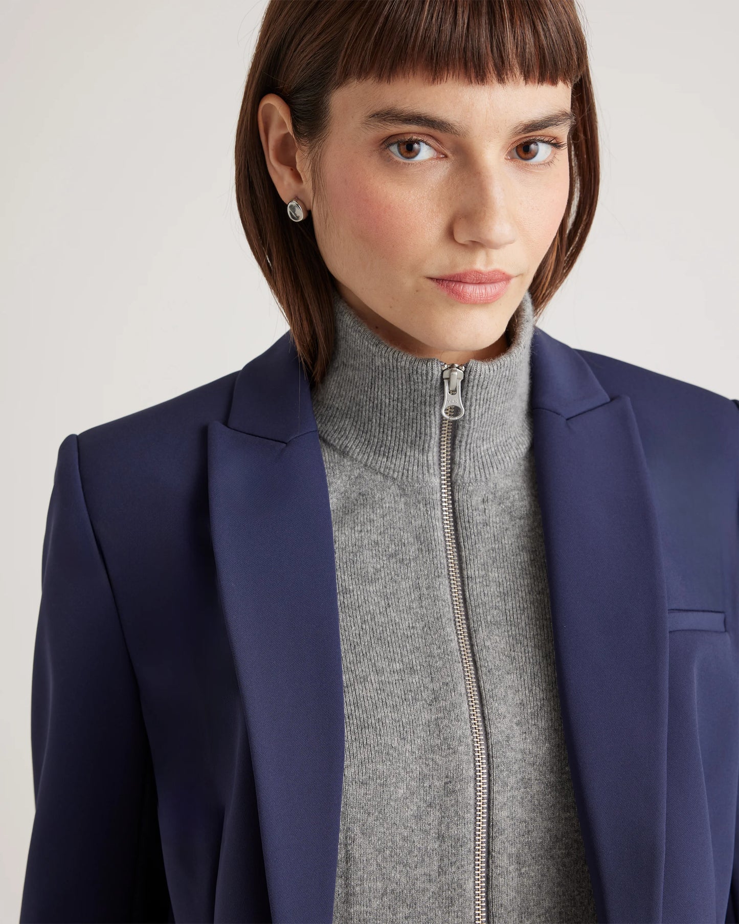 100% Mongolian Cashmere Ribbed Collar Blazer Insert - XS/S/M / Black