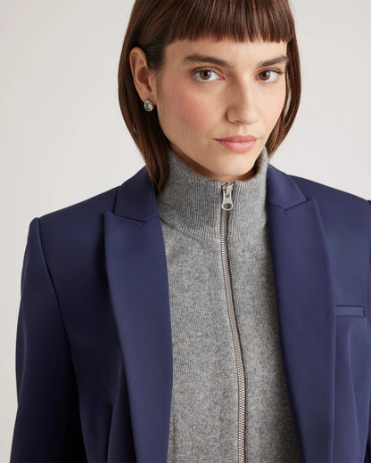 100% Mongolian Cashmere Ribbed Collar Blazer Insert - XS/S/M / Black