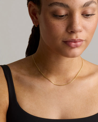14K Gold Curb Chain Necklace - 16" / Yellow Gold