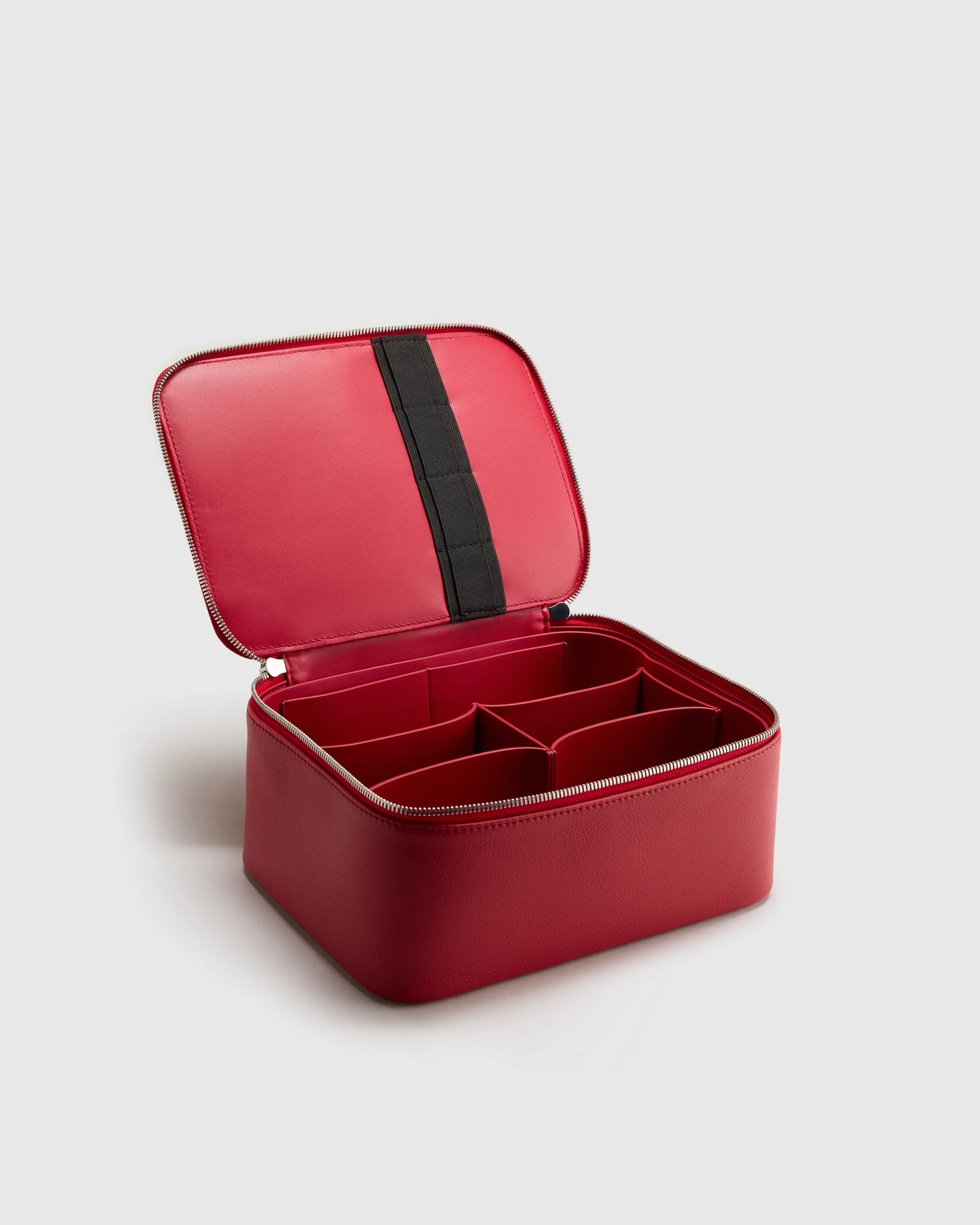 Italian Leather Travel Cosmetic Case - One Size / Garnet Red