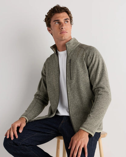 Sweater-Knit Fleece Full-Zip Jacket - XS / Heather Mineral Green