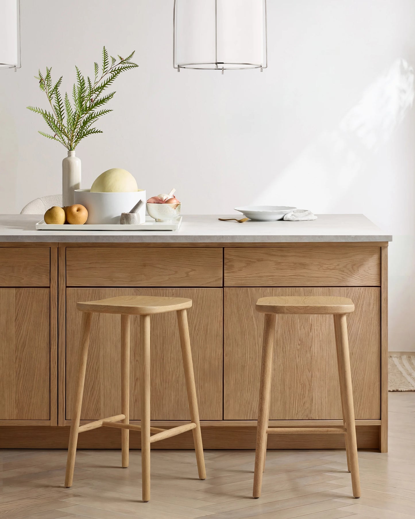 Solid Oak Backless Counter Stool - Counter Stool / Light Oak