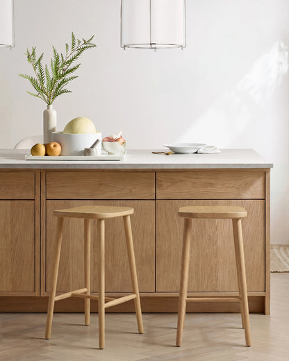 Solid Oak Backless Counter Stool - Counter Stool / Light Oak