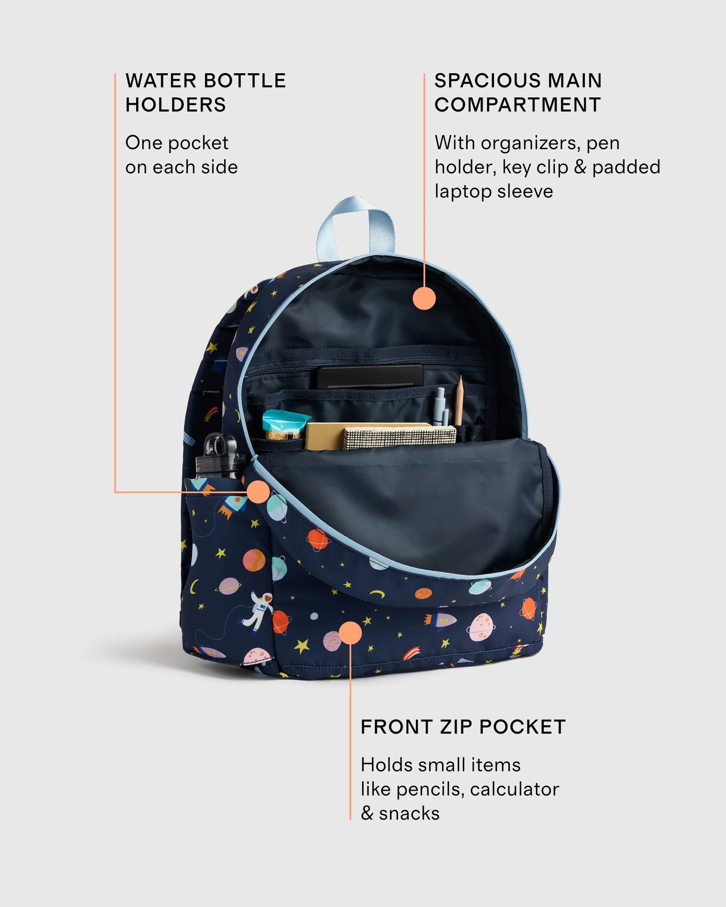 Recycled Double Pocket Backpack - One Size / Rainbow Clouds