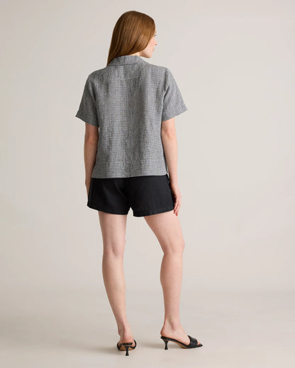 100% European Linen Short Sleeve Shirt - XS / Moonstone Blue