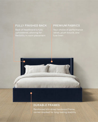 Wingback Bed in Performance Velvet - Full / Butterscotch
