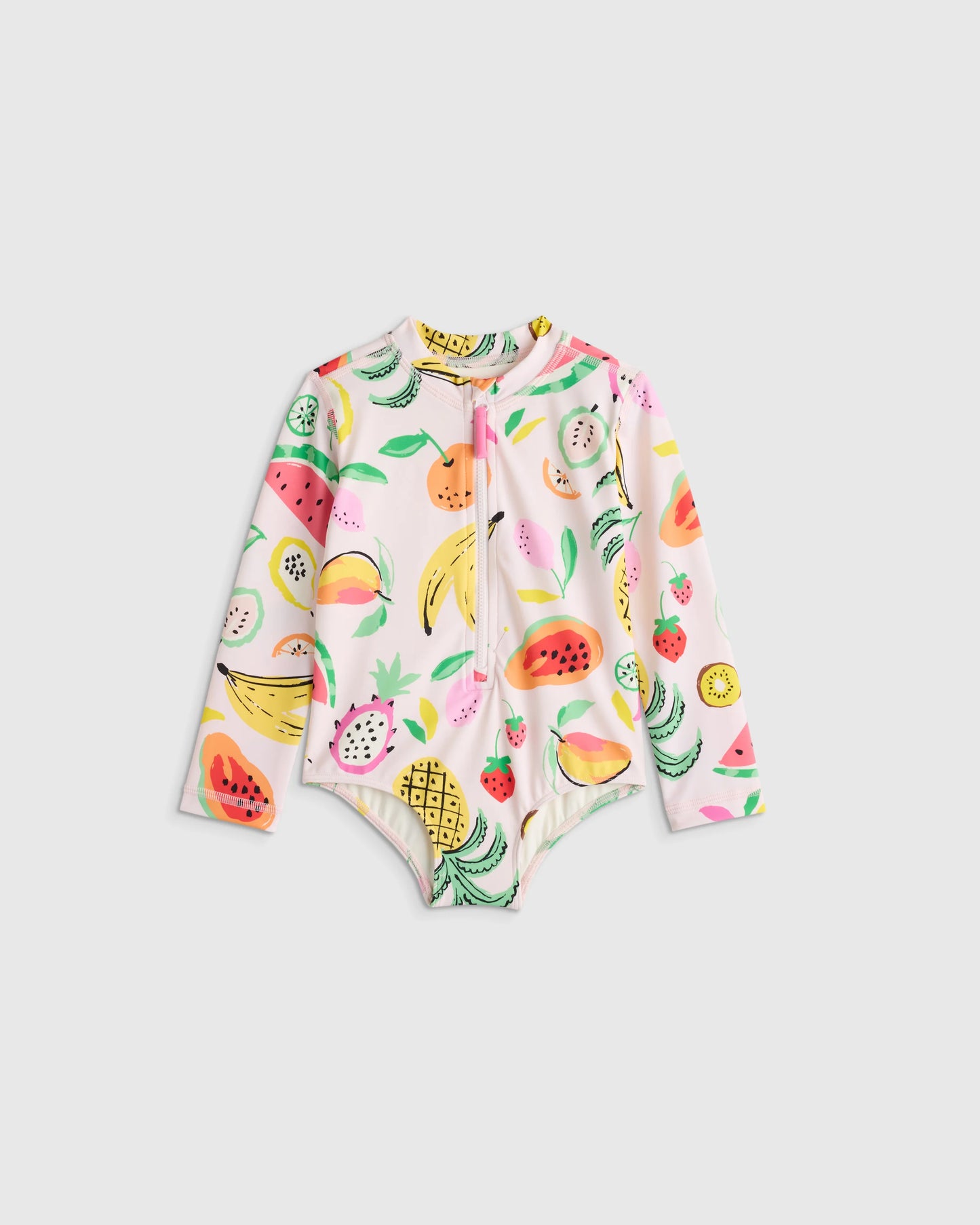 Long Sleeve Zip-Up Swimsuit - 2T / Happy Floral