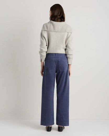 Organic Stretch Corduroy Cropped Wide Leg Pants - 0 / Black