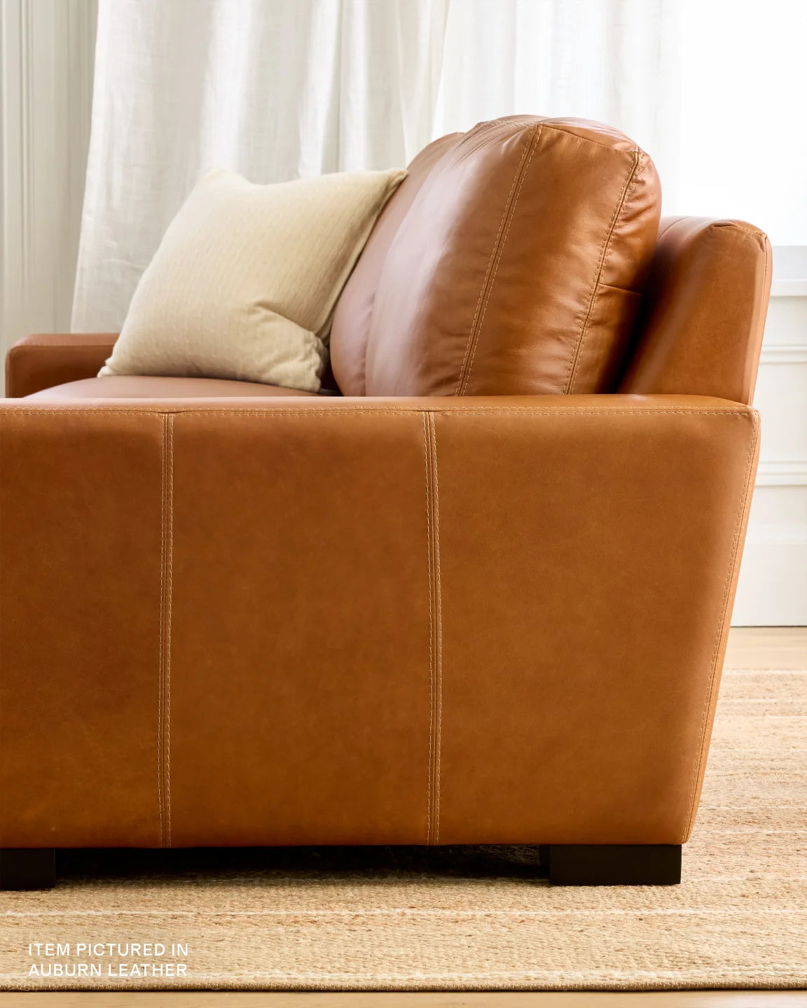 Stillman Chaise Sectional in Leather - 116" Right Arm / Auburn