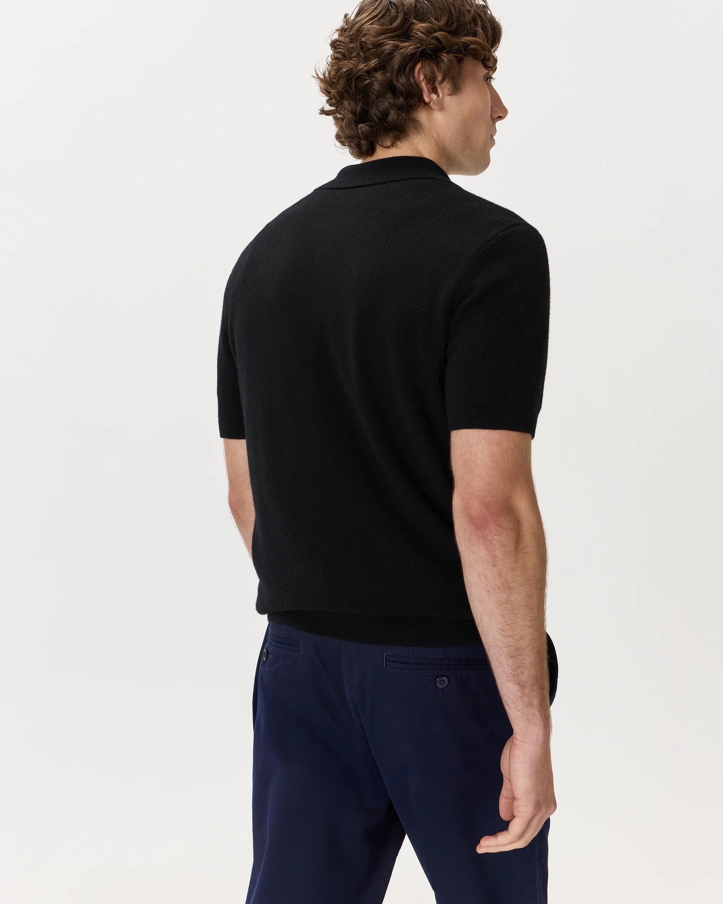 100% Mongolian Cashmere Johnny Collar Polo Sweater - S / Oatmeal