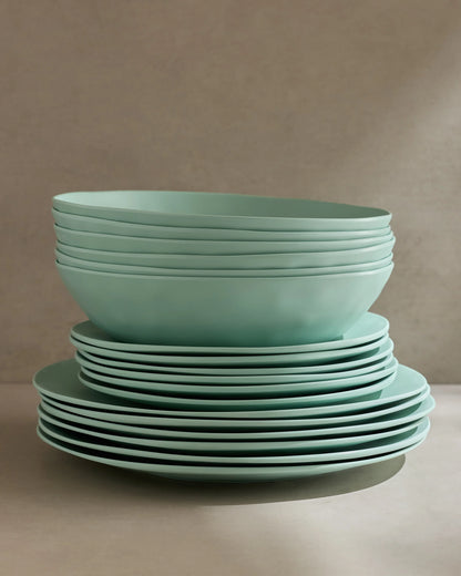 Outdoor Melamine 18pc Dinnerware Set - One Size / Mint Green