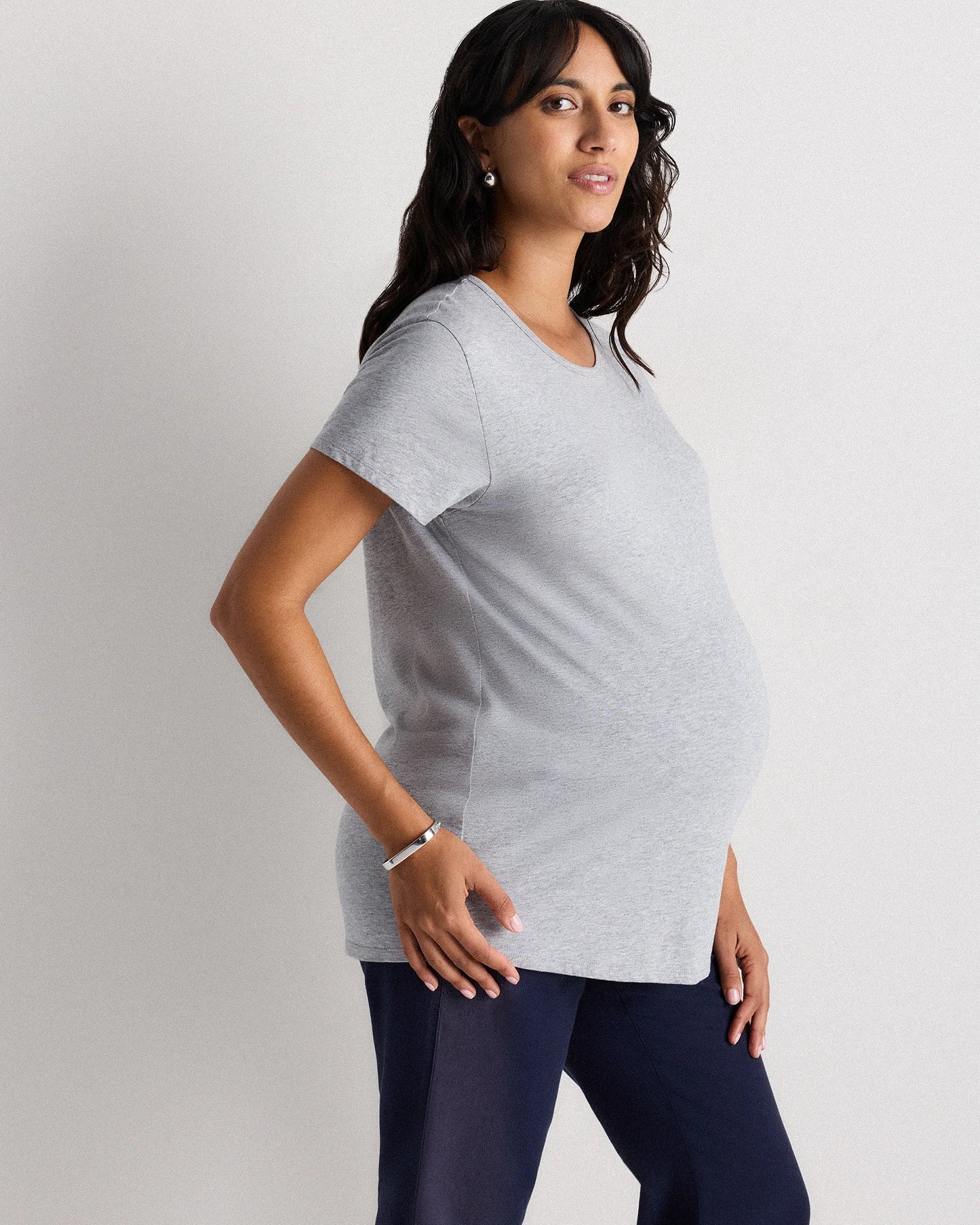Cotton Modal Maternity Crew Neck Tee (2-pack) - XS / Black/Redwood Brown