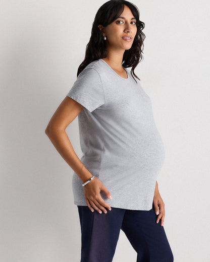 Cotton Modal Maternity Crew Neck Tee (2-pack) - XS / Black/Redwood Brown