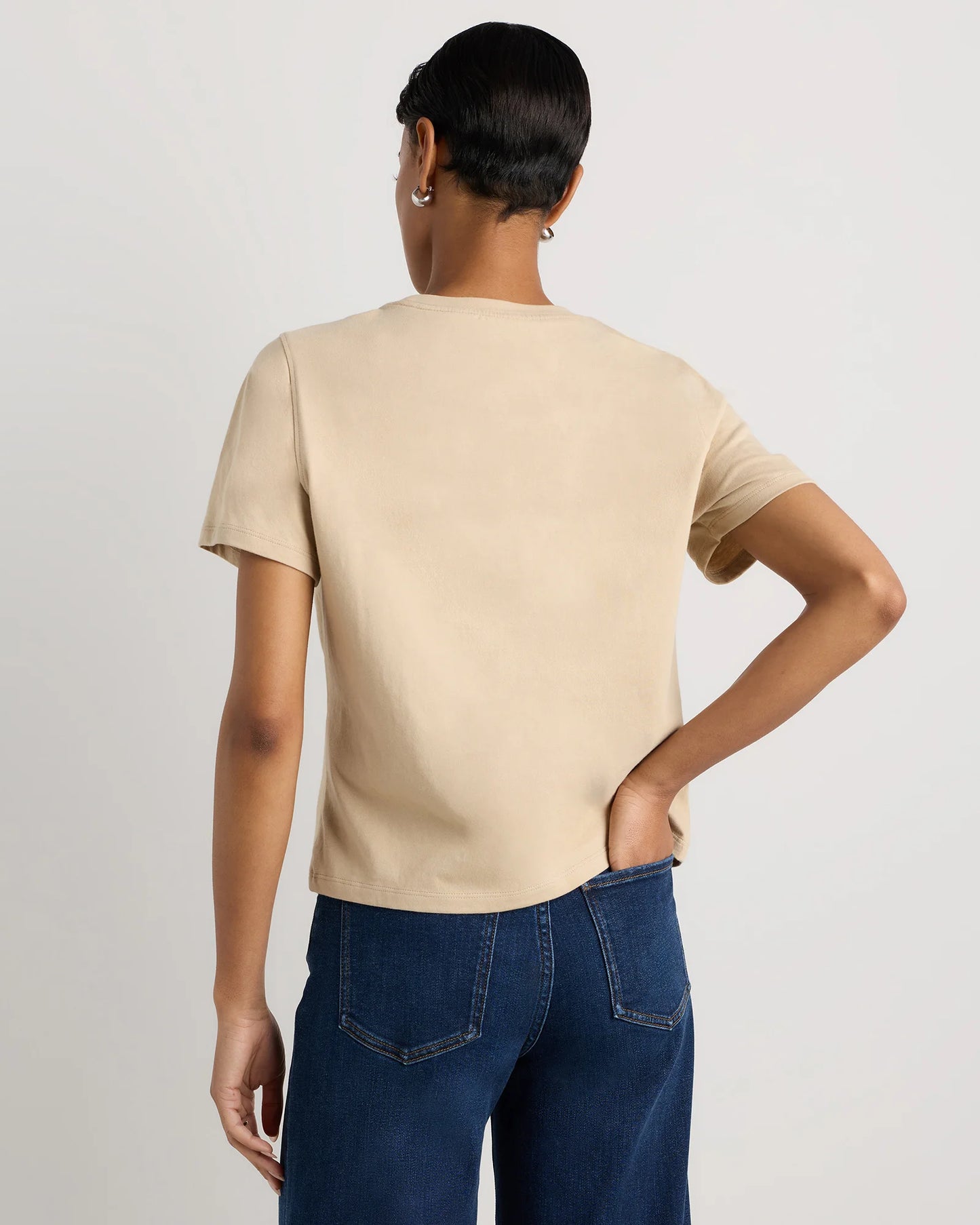 100% Organic Cotton Boxy Crewneck Tee - XS / Shell Pink