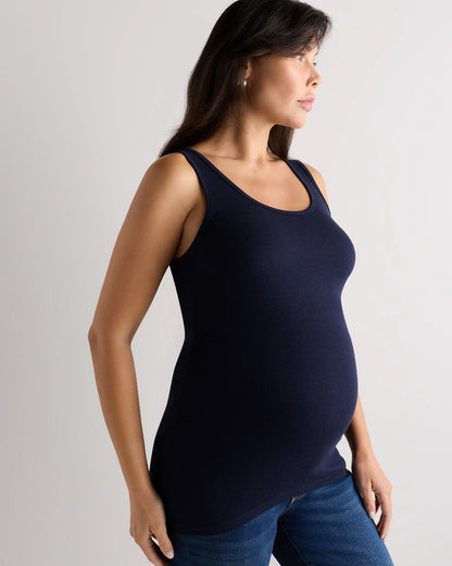 Bamboo Rib Maternity Scoop Neck Tank - XS / Deep Navy