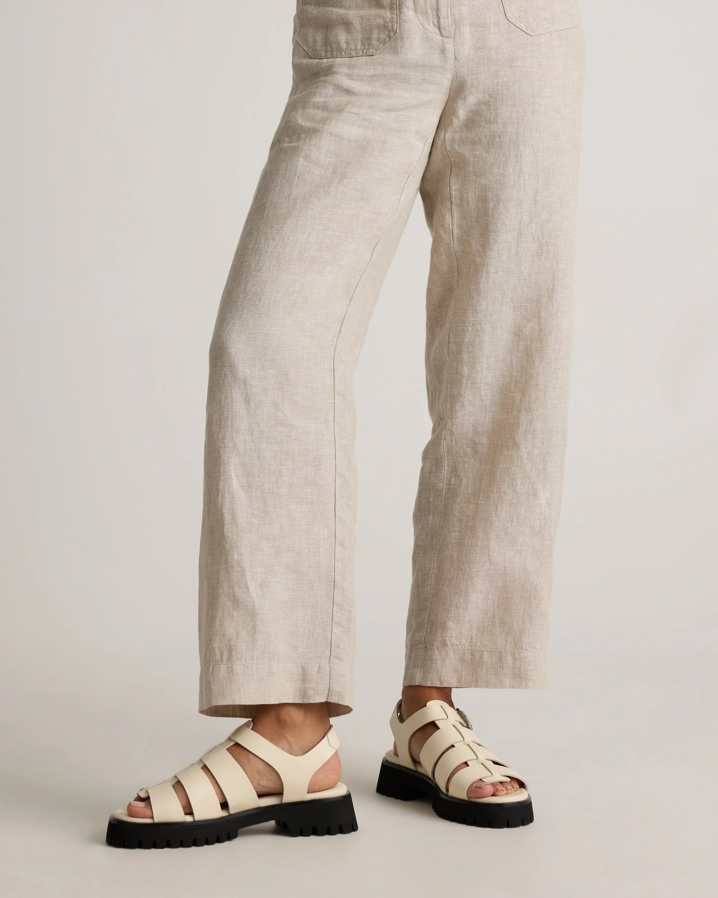 Italian Leather Lug Sole Fisherman Sandal - 5 / Cashew