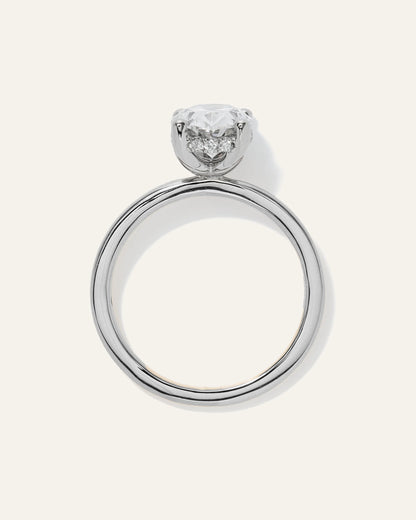 Lab Grown Diamond Oval Petite Hidden Halo Engagement Ring - 2ct - 4 / Yellow Gold