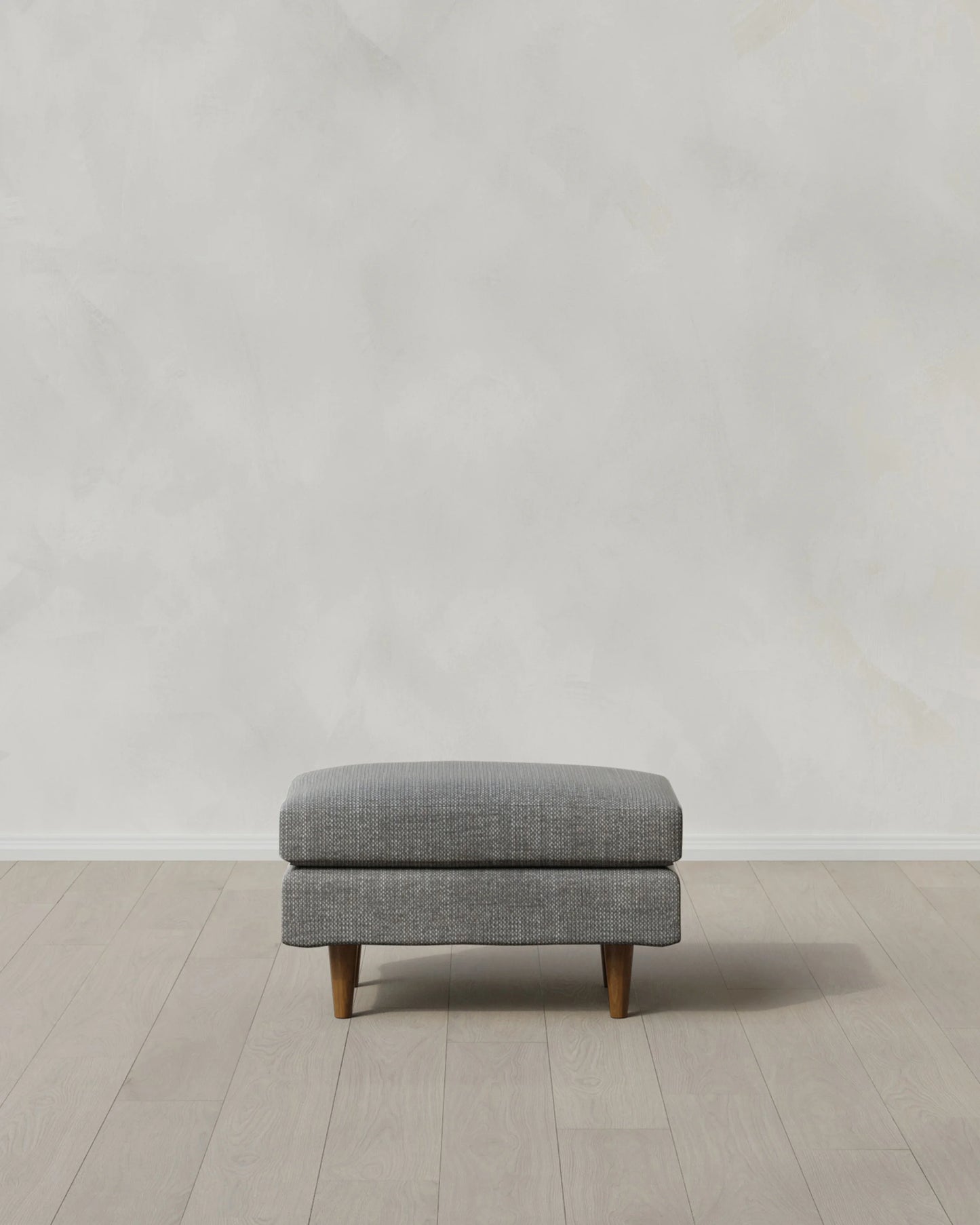 Atlas Midcentury Ottoman in Performance Chenille Linen Blend - 31.5" / Snow