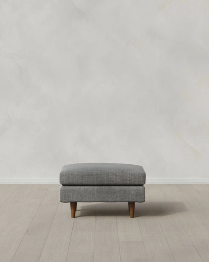 Atlas Midcentury Ottoman in Performance Chenille Linen Blend - 31.5" / Snow