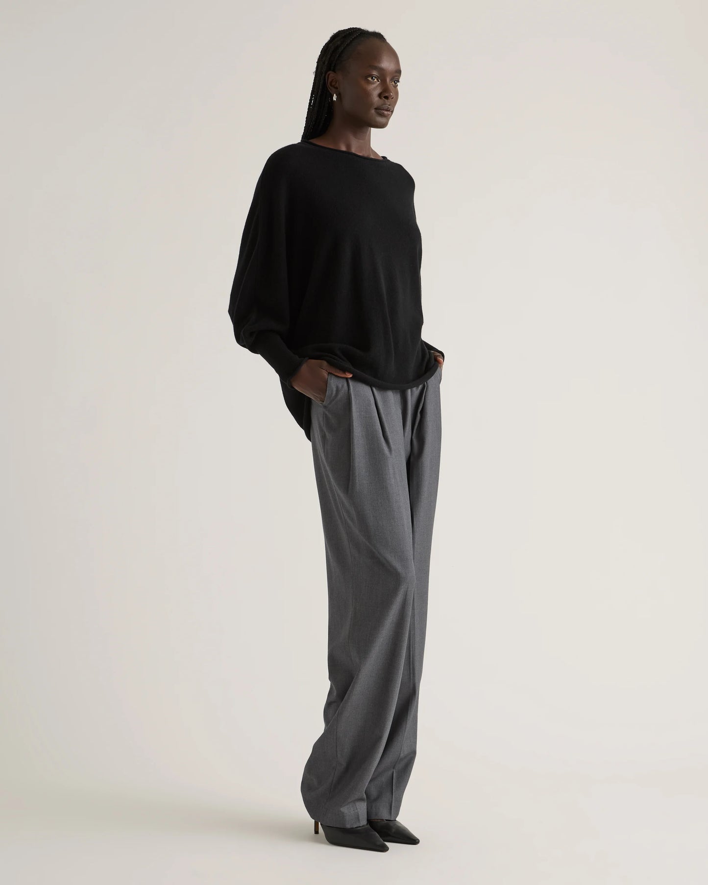 Mongolian Cashmere Batwing Sweater - S/M / Black