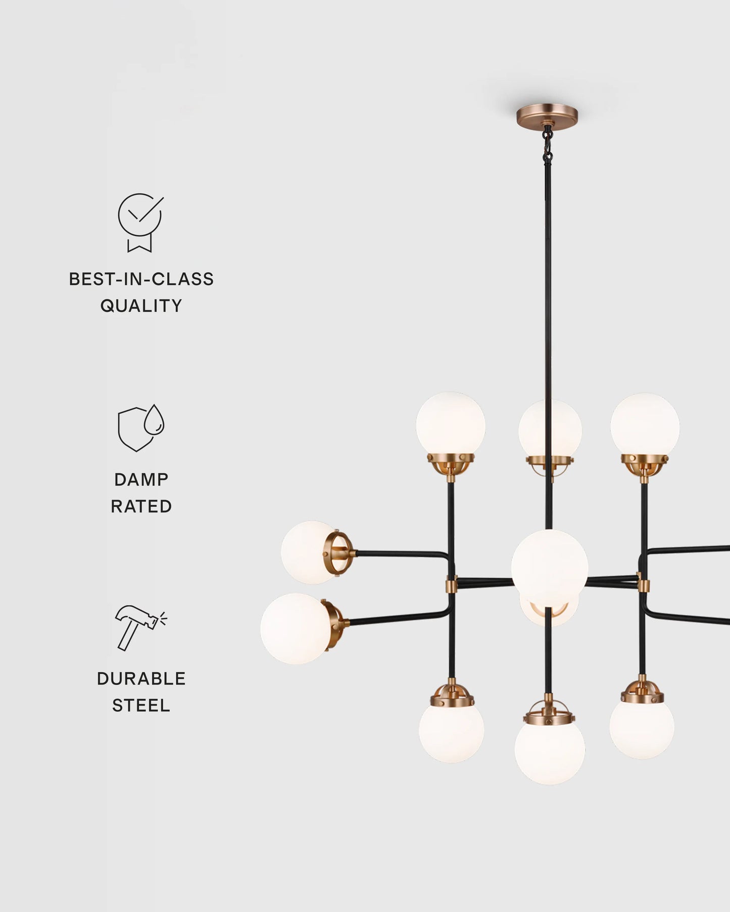 Multi Globe Steel Chandelier - 12 Light / Black
