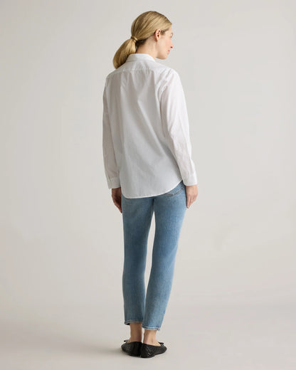 100% Organic Cotton Poplin Maternity Long Sleeve Shirt - XS / Classic White