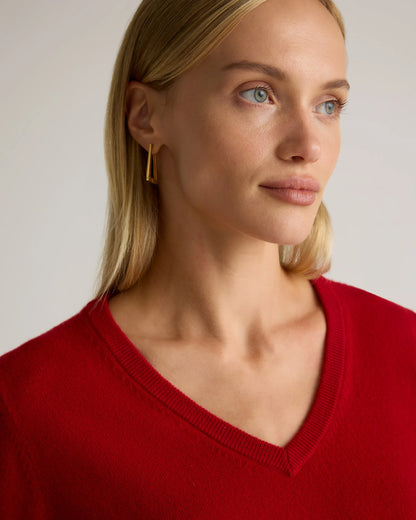 Mongolian Cashmere V-Neck Sweater - XS / Rich Burgundy