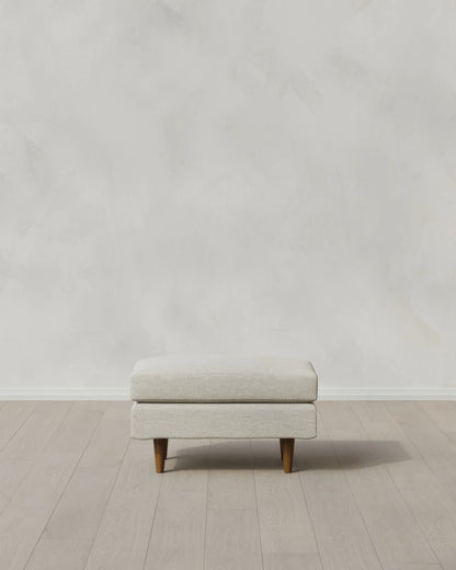Atlas Midcentury Ottoman in Performance Basketweave - 31.5" / Navy