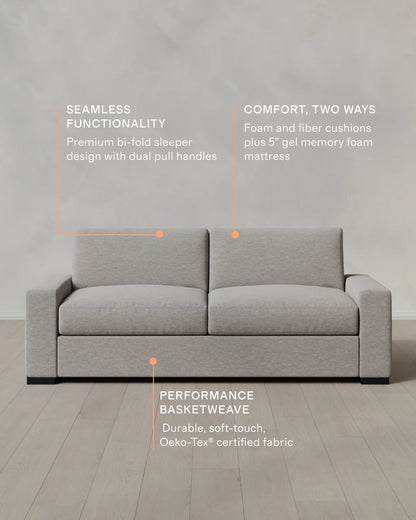 Stillman Sleeper Sofa in Performance Basketweave - Queen / Flax