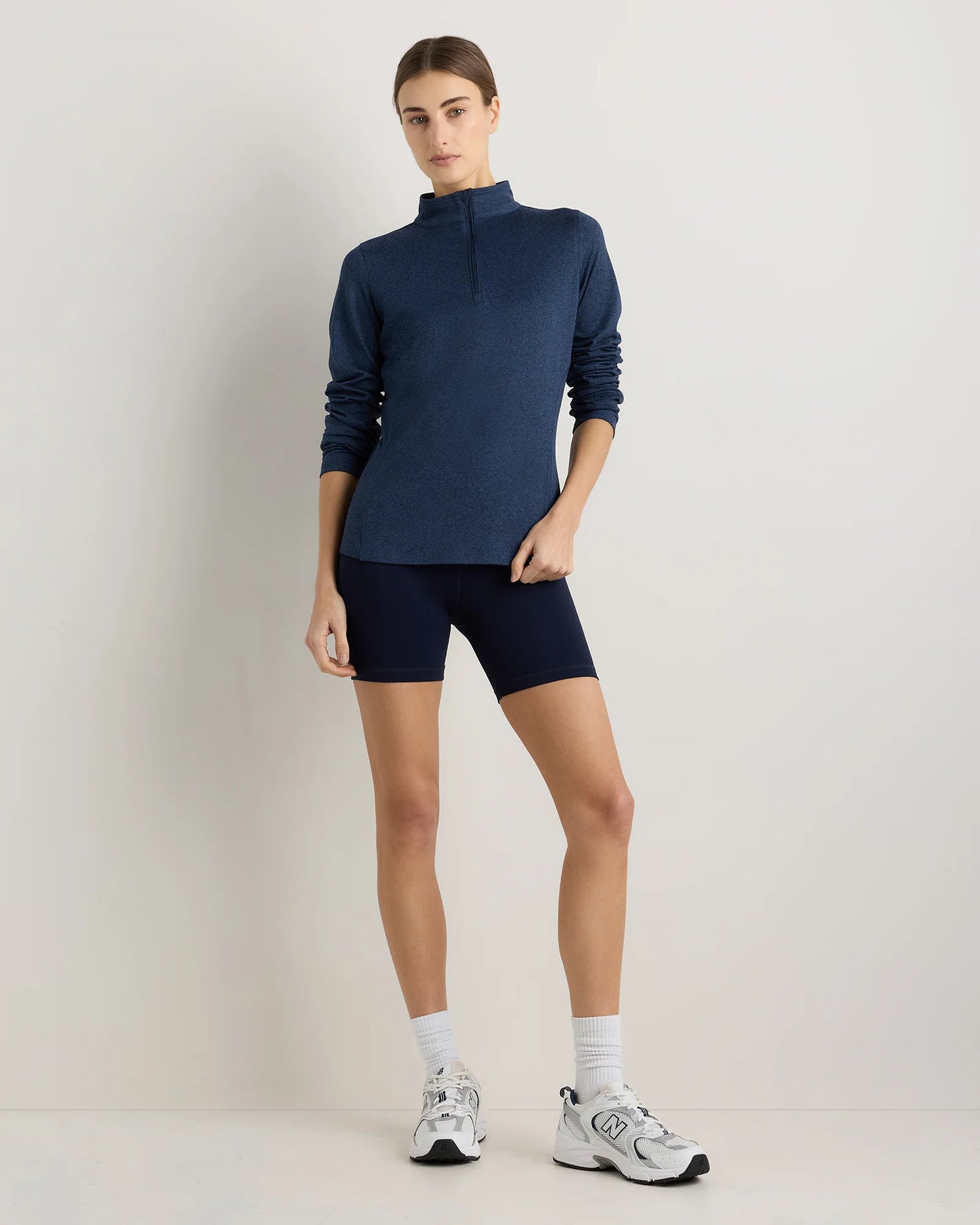 Flowknit Quarter-Zip Pullover - XS / Heather Deep Navy