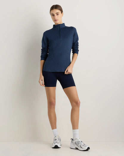 Flowknit Quarter-Zip Pullover - XS / Heather Deep Navy