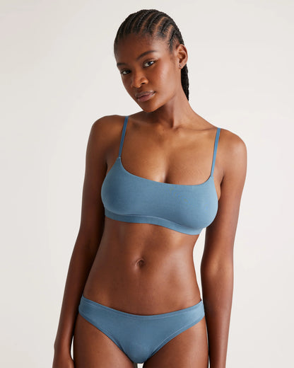 Organic Cotton High-Cut Thong (6-pack) - XS / Black/Soft White/Ocean