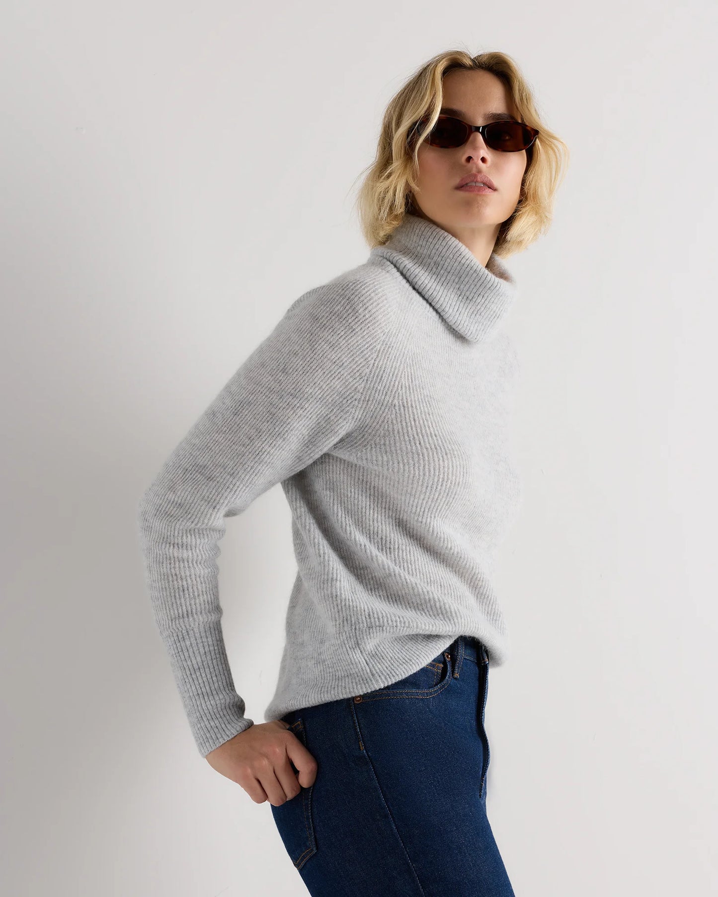 Lightweight Baby Alpaca Turtleneck - XS / Smoked Charcoal