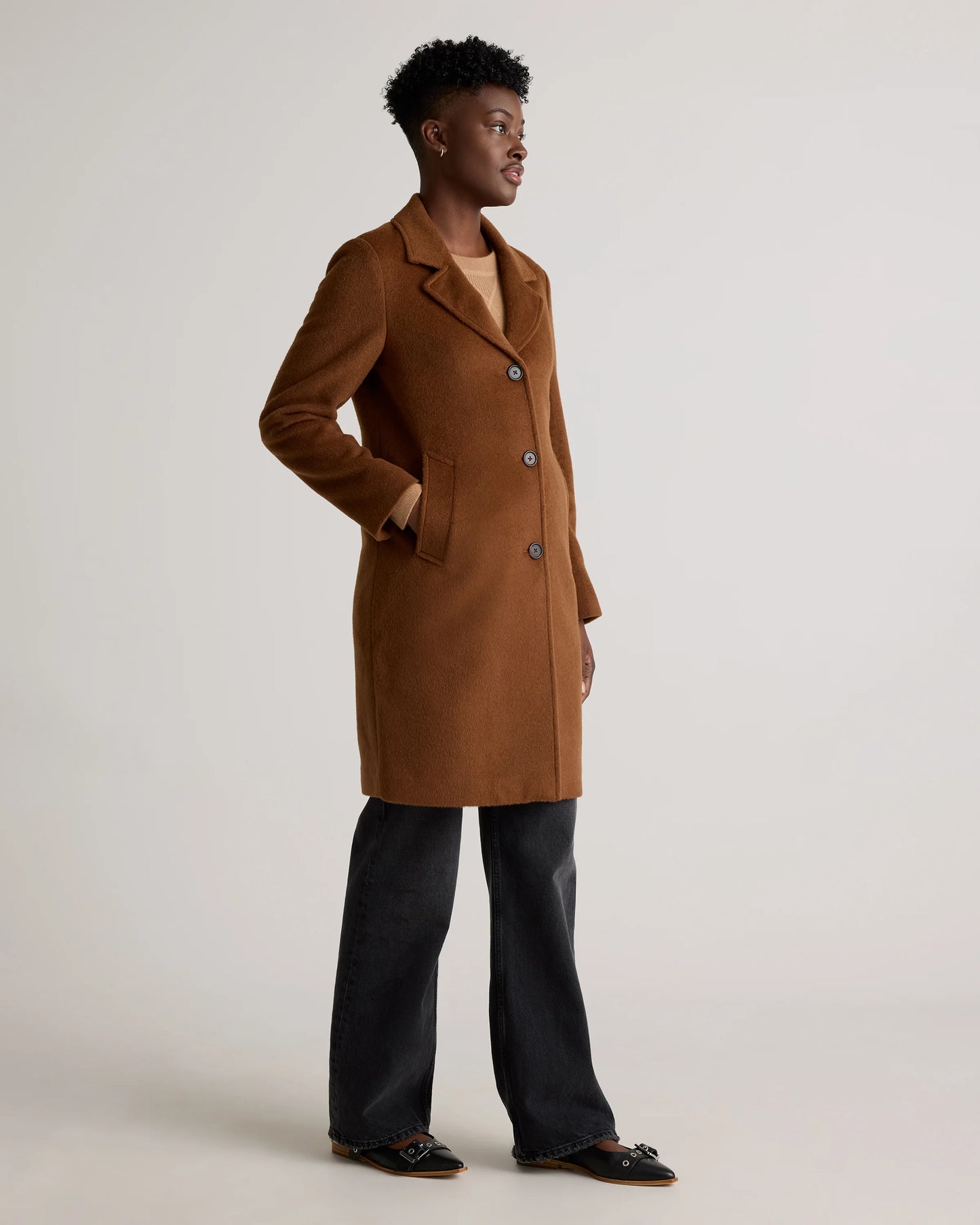Camel Hair Single-Breasted Midi Coat - XS / Mocha Brown
