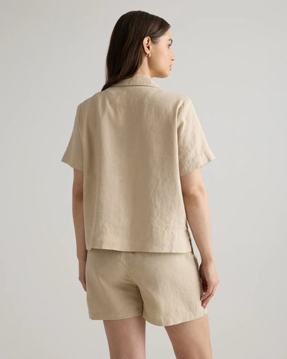 100% European Linen Short Sleeve Shirt - XS / Moonstone Blue