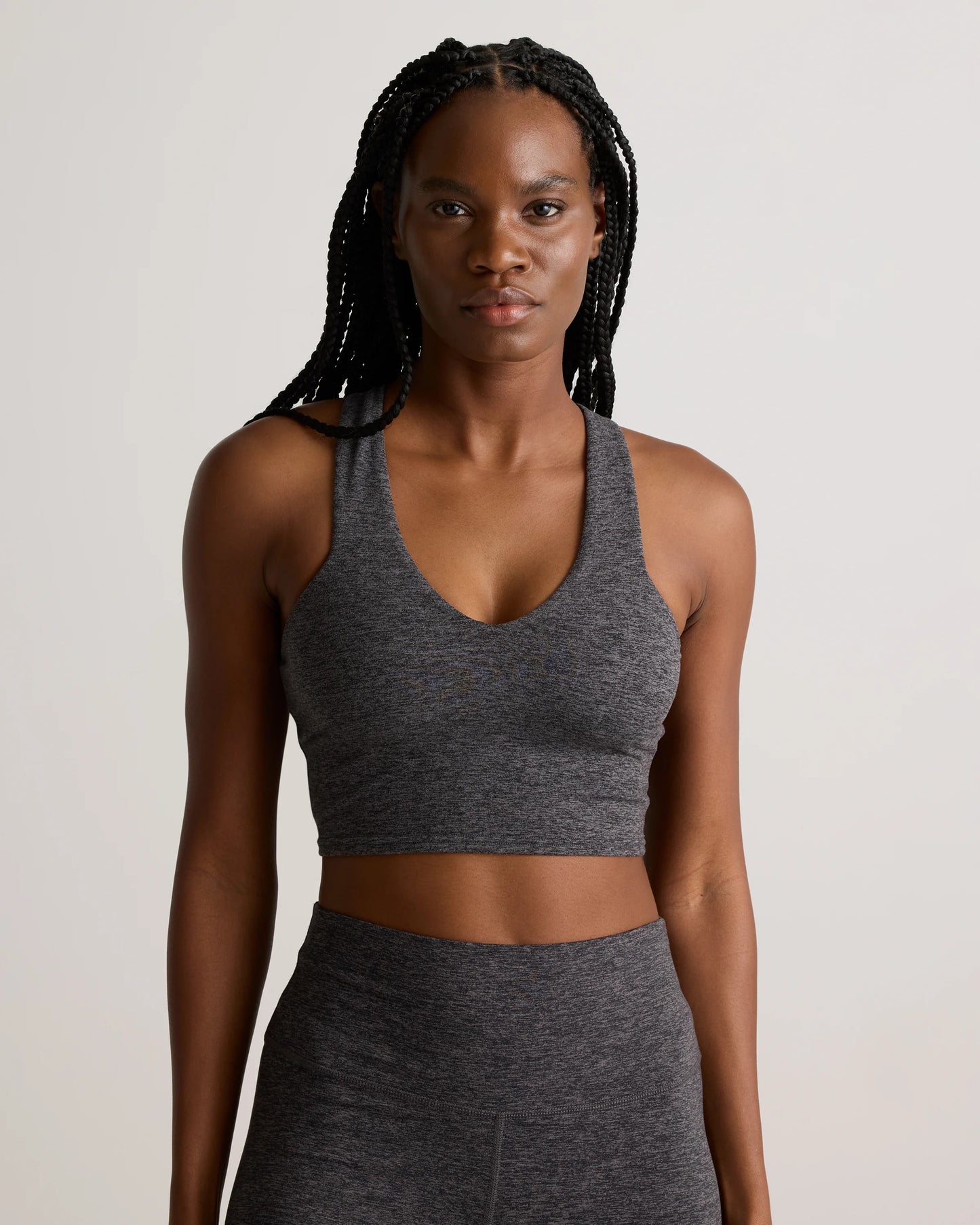 Ultra-Soft V-Neck Cropped Tank - XS / Heather Navy