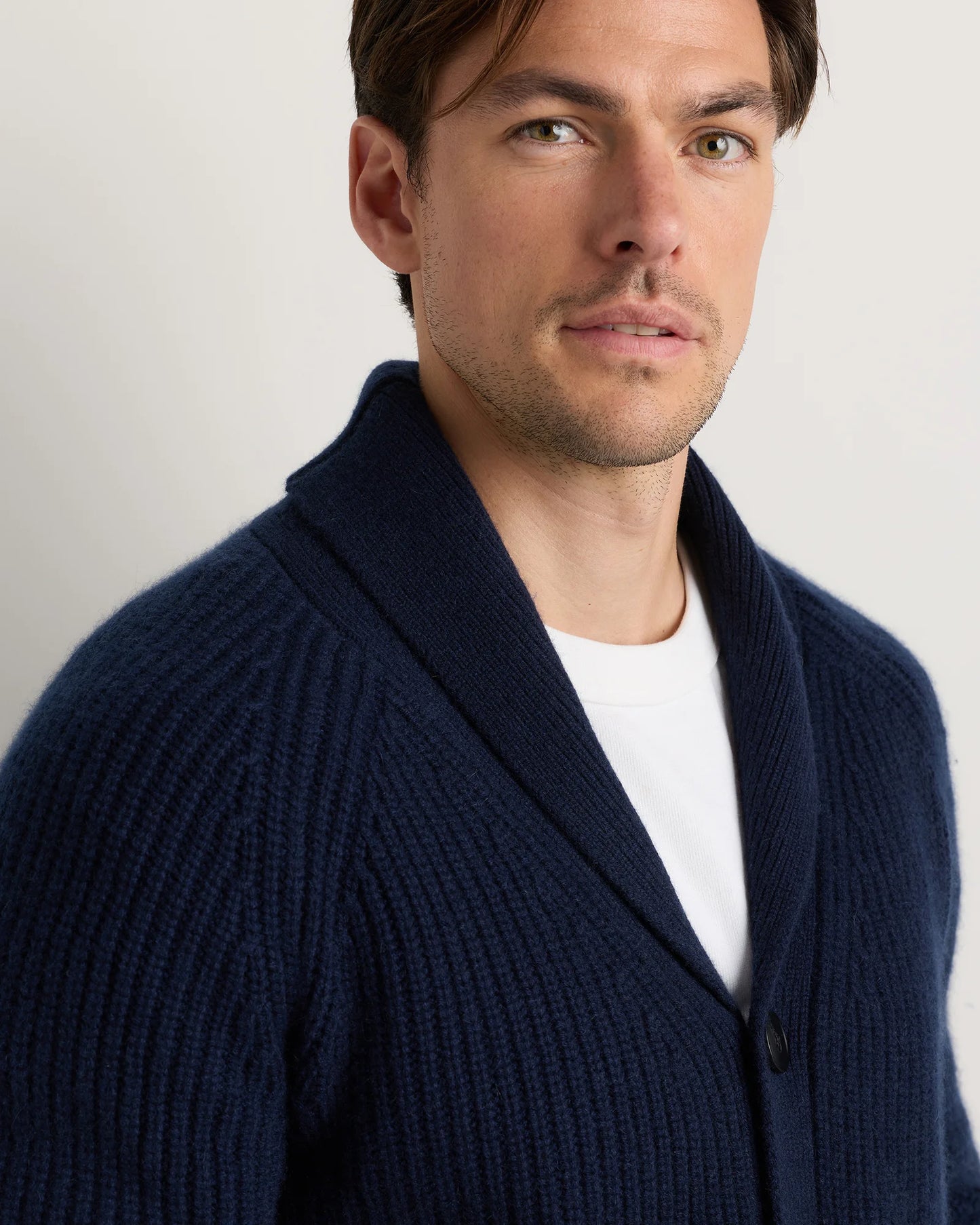 Mongolian Cashmere Shawl Collar Cardigan - S / Black