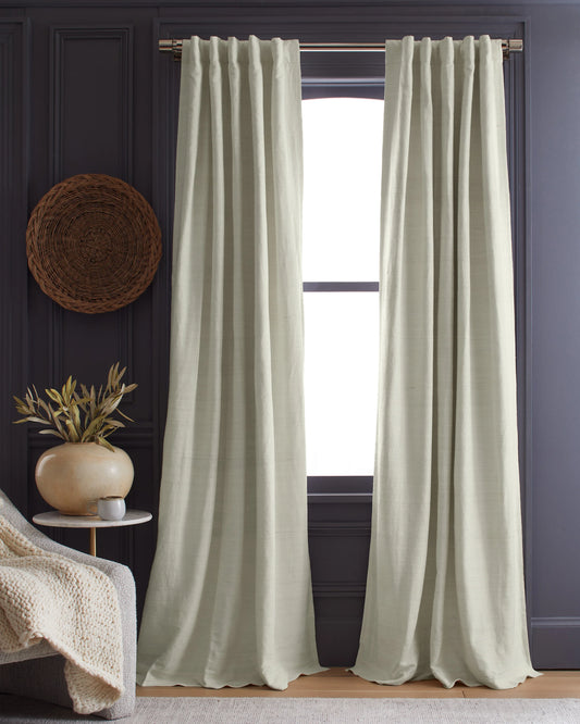 Raw Silk Room Darkening Curtain - Single Panel - 48x84 / Ivory