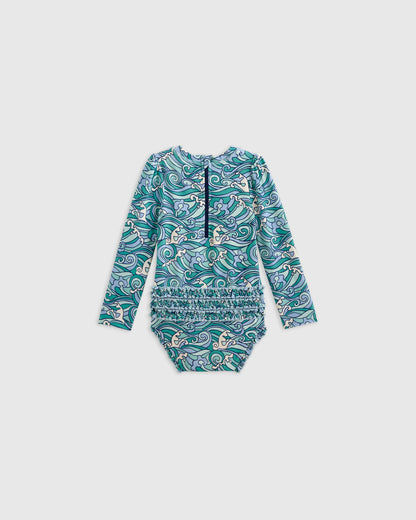 Long Sleeve Tie One-Piece Swimsuit - 0-3M / Soft Ditsy Floral