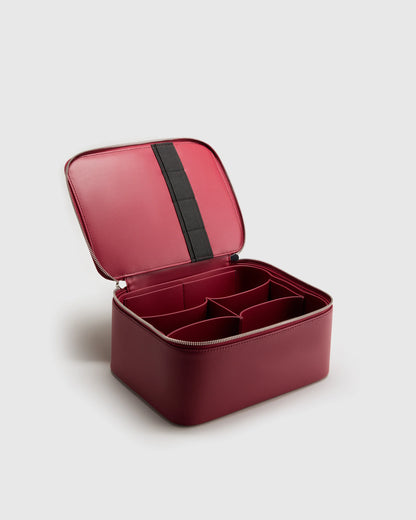 Italian Leather Travel Cosmetic Case - One Size / Garnet Red