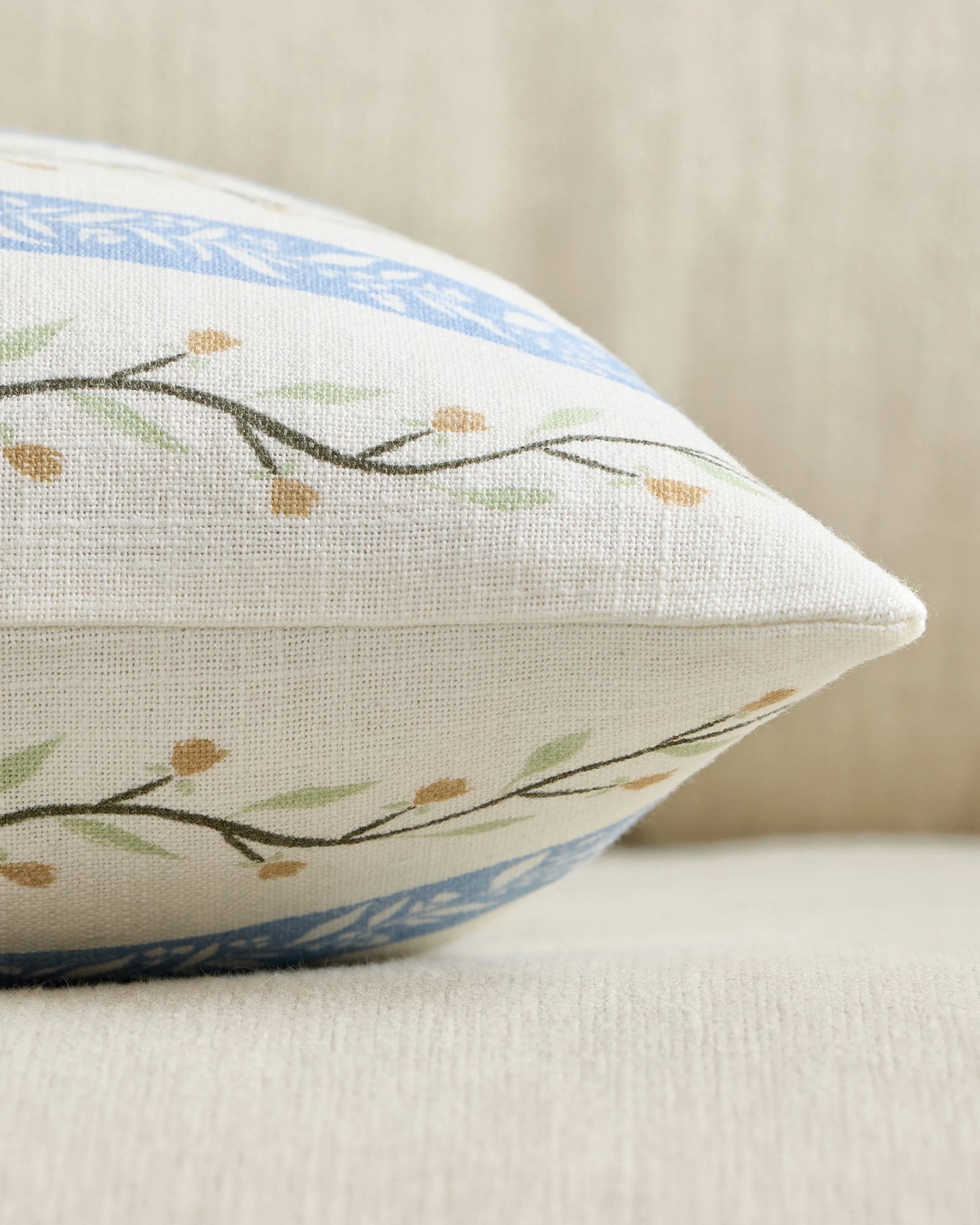 Floral Vine Cotton Pillow Cover - 12x20 / Light Blue Stripe