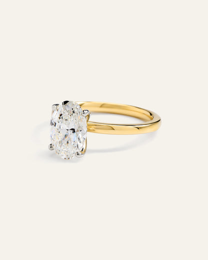 Lab Grown Diamond Oval Comfort Fit Engagement Ring - 3ct - 4 / Yellow Gold