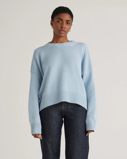 100% Organic Cotton Boyfriend Crew Sweater - XS / Speckled Beige